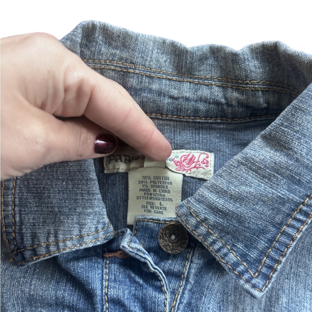 Y2K Denim Jean Vest – Light Wash – M/L - Picture 3 of 4